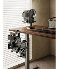 Biurkowa Tablica Perforowana na Akcesoria dla Graczy Obracana 360° Czarna