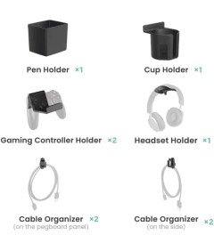 Biurkowa Tablica Perforowana na Akcesoria dla Graczy Obracana 360° Czarna