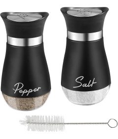 Zestaw Solniczka i Pieprzniczka Pojemnik na Przyprawy Szklane Czarne
