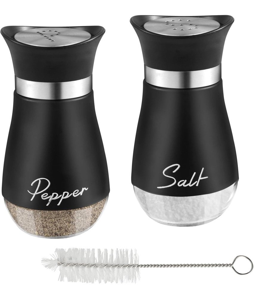 Zestaw Solniczka i Pieprzniczka Pojemnik na Przyprawy Szklane Czarne