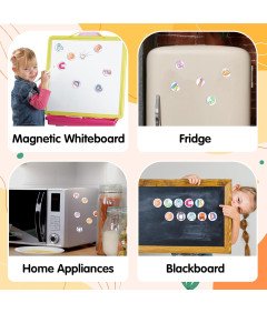 Magnesy na Lodówkę Zestaw 26 Sztuki Okrągłe 30mm z Literkami Motyw Zwierząt