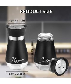 Zestaw Solniczka i Pieprzniczka Pojemnik na Przyprawy Szklane Czarne