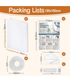 Moskitiera na Okno Samoprzylepna 130x150 cm 3szt. Siatka Ochronna Biała