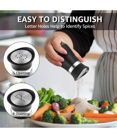 Zestaw Solniczka i Pieprzniczka Pojemnik na Przyprawy Szklane Czarne