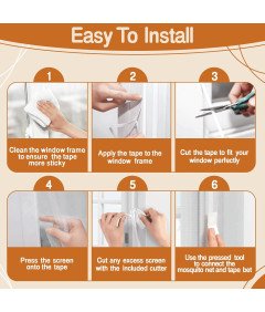 Moskitiera na Okno Samoprzylepna 130x150 cm 3szt. Siatka Ochronna Biała