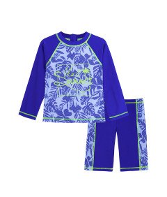 Strój Kąpielowy Chłopięcy Filtr UV Dwuczęściowy Niebieski Dzieci 5-6 lat