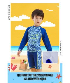 Strój Kąpielowy Chłopięcy Filtr UV Dwuczęściowy Niebieski Dzieci 5-6 lat