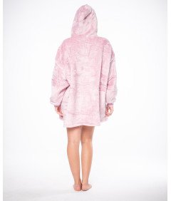 Bluza Koc Kocobluza 2w1 Oversize XXL z Kapturem Gruba Sherpa Różowa