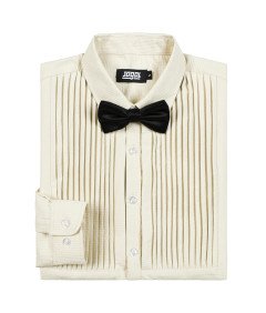 JOGAL Męska Koszula na Długi Rękaw Smokingowa Elegancka Plisowana Beżowa XL