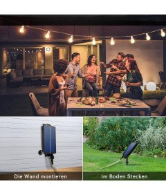 Solarny Łańcuch Świetlny LED z 30 Diodami LED 9 m z Pilotem USB Wodoodporny