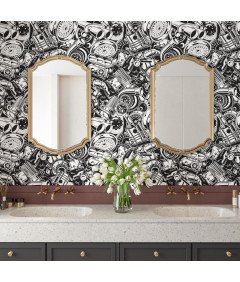 Tapeta Winylowa 44,5x300 cm Samoprzylepna Wodoodporna Czarno-biała