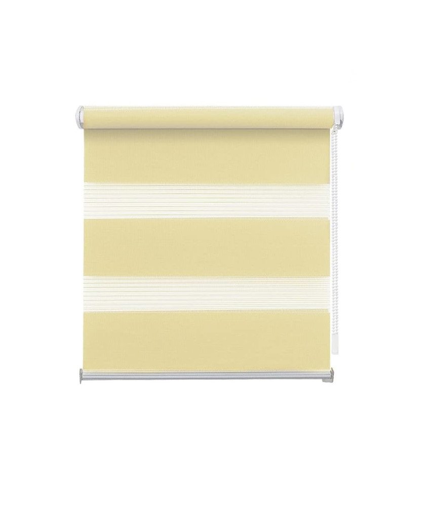 Roleta Podwójna 110x130 cm Beżowa Bez Wiercenia z Regulacją Światła