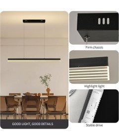 Nowoczesna Lampa Wisząca LED Żyrandol Z Pilotem 90 cm Czarna