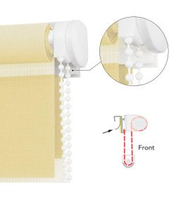 Roleta Podwójna 110x130 cm Beżowa Bez Wiercenia z Regulacją Światła