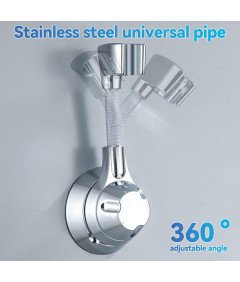Regulowany Uchwyt na Słuchawkę Prysznicową 360° z ABS Chromowany Samoprzylepny