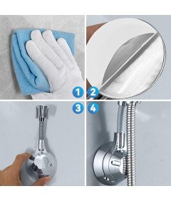 Regulowany Uchwyt na Słuchawkę Prysznicową 360° z ABS Chromowany Samoprzylepny