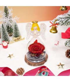 Figurka Anioła z Różami Czerwone Złoto Prezent dla Mamy Babci