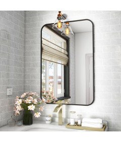 Nowoczesne Lustro Ścienne 51 x 71cm Aluminiowe Czarna Rama