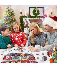 Kalendarz Adwentowy Puzzle 1008 Elementów Świąteczny Prezent 24 Pudełka