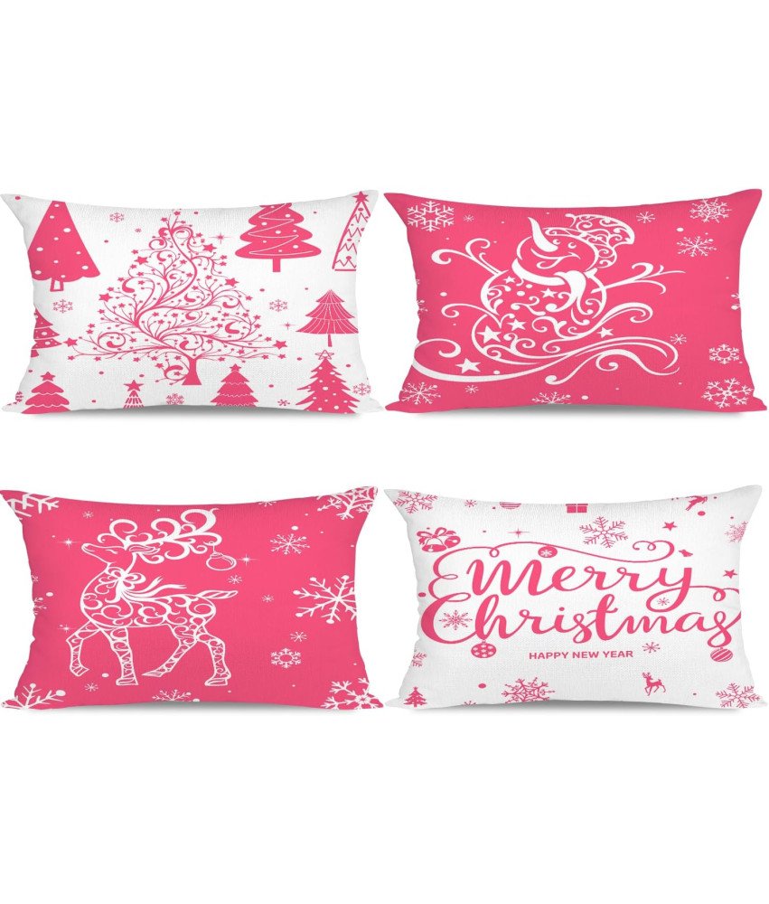 Miaikoe Zestaw 4 Poszewek Świątecznych 30x50cm, Dekoracje Domu - Kolor Róża