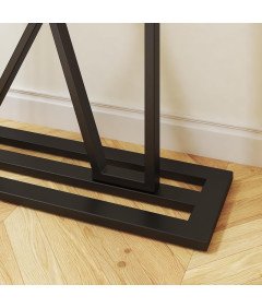 Wąski Stolik Konsolowy 110 cm z Drewnianym Blatem i Metalową Ramą