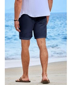 Męskie lniane Szorty Letnie Spodnie Sportowe Chino Jasnogranatowe 36