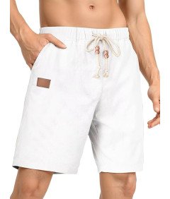 Męskie lniane Spodenki Cargo Chino Letnie Bermudy Sportowe Białe 36