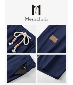 Męskie lniane Szorty Letnie Spodnie Sportowe Chino Jasnogranatowe 36