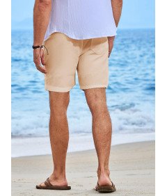 Męskie lniane Szorty Cargo Chino Letnie Bermudy Sportowe 34 Khaki