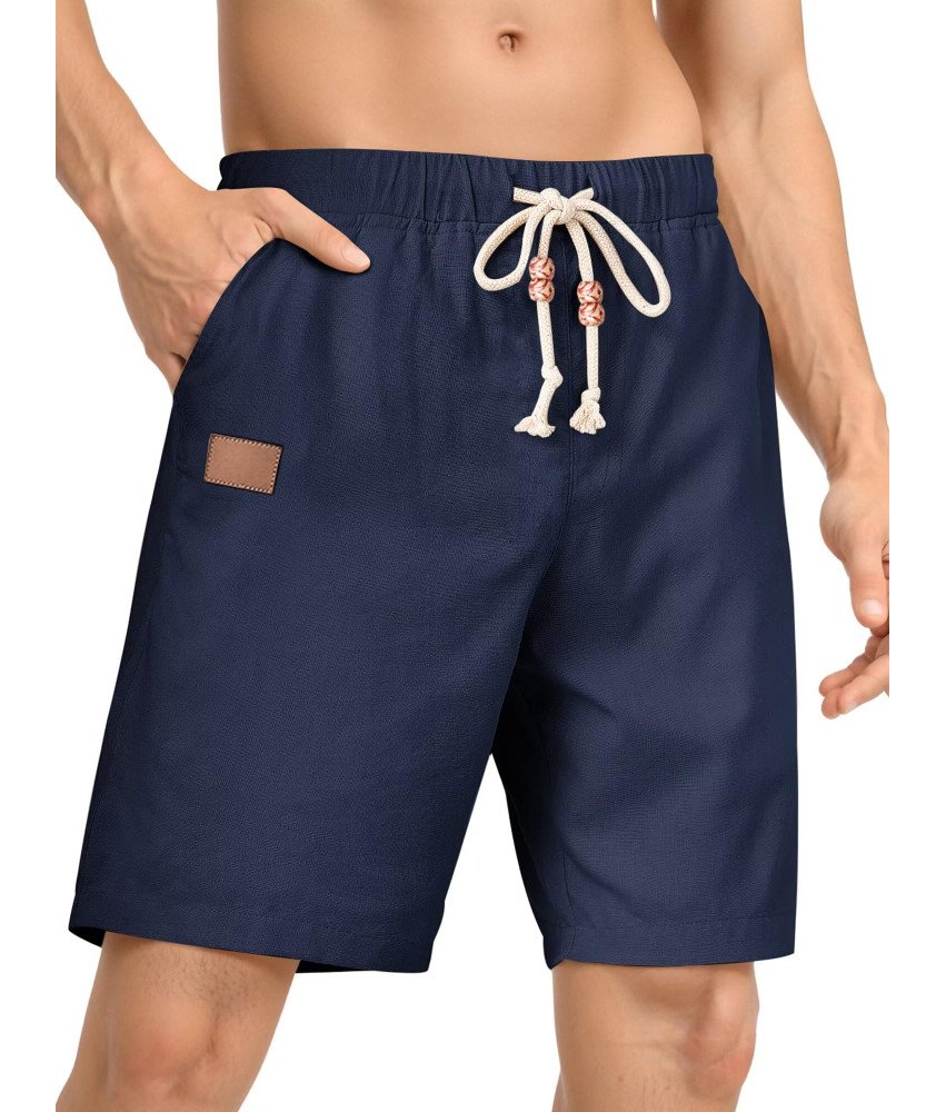 Męskie lniane Spodenki Cargo Chino Letnie Jasnogranatowe 38