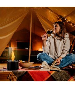 Biokominek Stołowy 16x40 cm Szklany Na Bioetanol Do Wnętrz i Tarasu Czarny