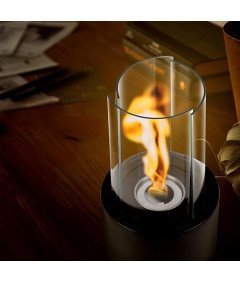 Biokominek Stołowy 16x40 cm Szklany Na Bioetanol Do Wnętrz i Tarasu Czarny