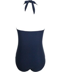 Jednoczęściowy Kostium Kąpielowy Damski z Dekoltem i Wycięciem Granatowy S