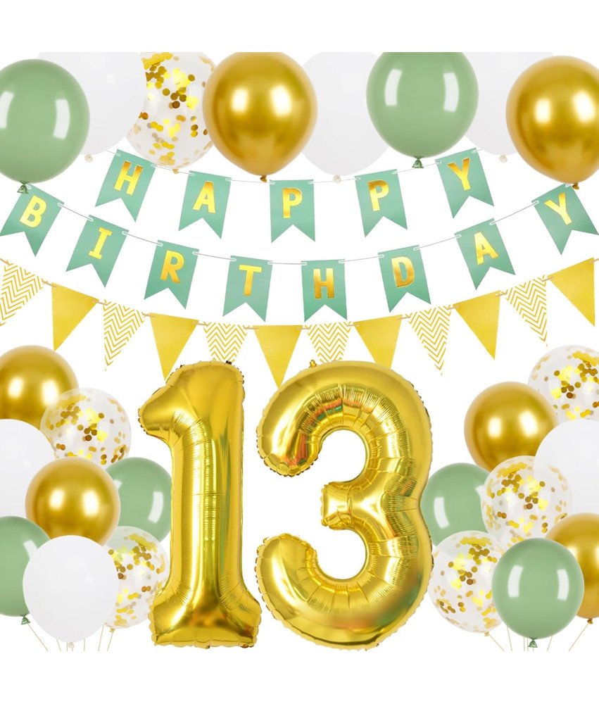Zestaw Dekoracji Na 13 Urodziny Baner Balony Foliowe Dla Chłopców Dziewcząt