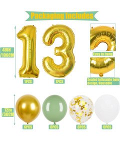 Zestaw Dekoracji Na 13 Urodziny Baner Balony Foliowe Dla Chłopców Dziewcząt