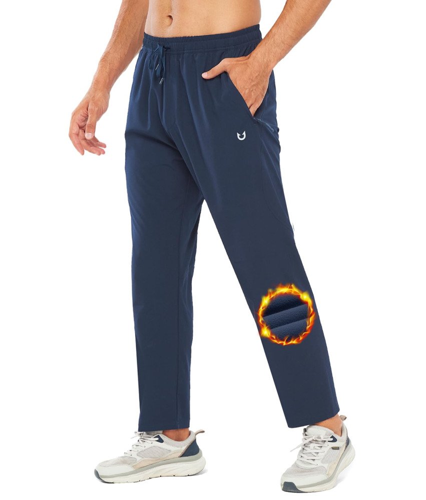 Spodnie Treningowe Męskie Termiczne z Polarem Wodoodporne Granatowe L