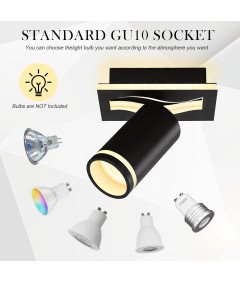 Lampa Sufitowa LED Punktowa GU10 7W 3000K Ciepła Biel Obrotowa Czarna