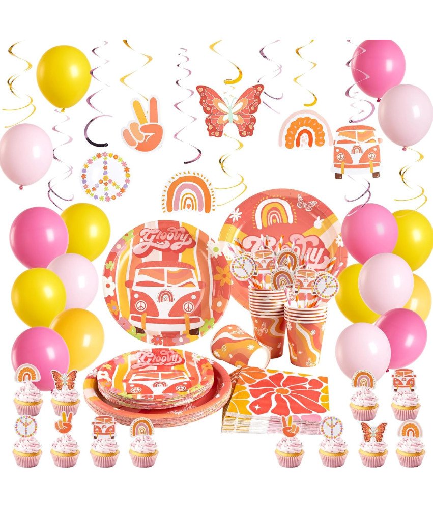 Boho Tęczowy Zestaw Dekoracji Urodzinowych Balony Talerzyki Dla Dzieci