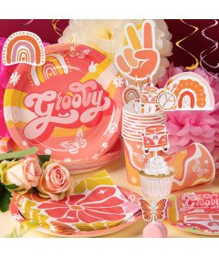 Boho Tęczowy Zestaw Dekoracji Urodzinowych Balony Talerzyki Dla Dzieci