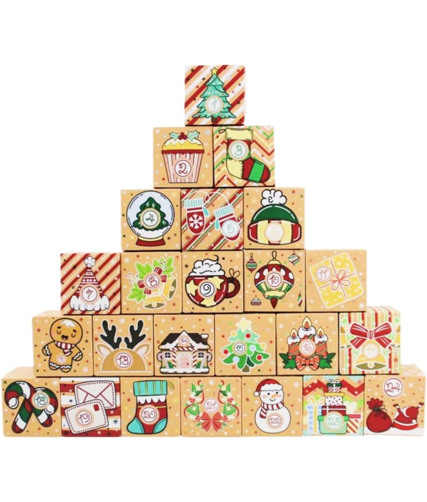 Kalendarz Adwentowy Do Napełniania 24 Pudełka DIY Bożonarodzeniowy