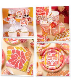 Boho Tęczowy Zestaw Dekoracji Urodzinowych Balony Talerzyki Dla Dzieci