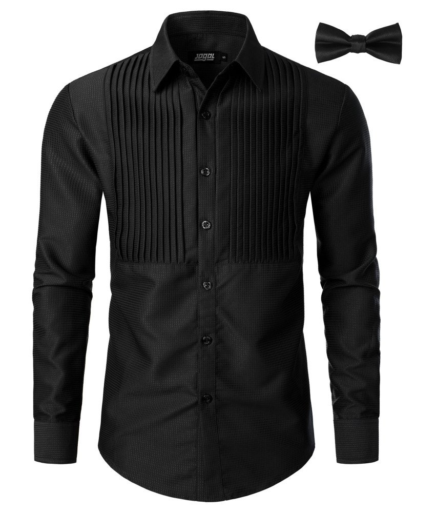 Koszula Męska Smokingowa Z Długim Rękawem Zapinana Na Guziki Czarna L