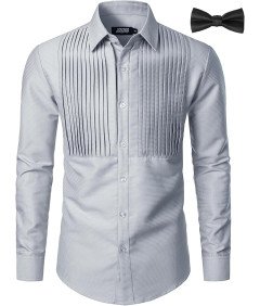 Koszula Męska Z Długim Rękawem Elegancka Zapinana Na Guziki  Szara XL