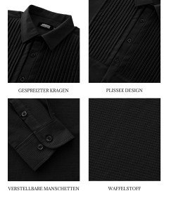 Koszula Męska Smokingowa Z Długim Rękawem Zapinana Na Guziki Czarna XL