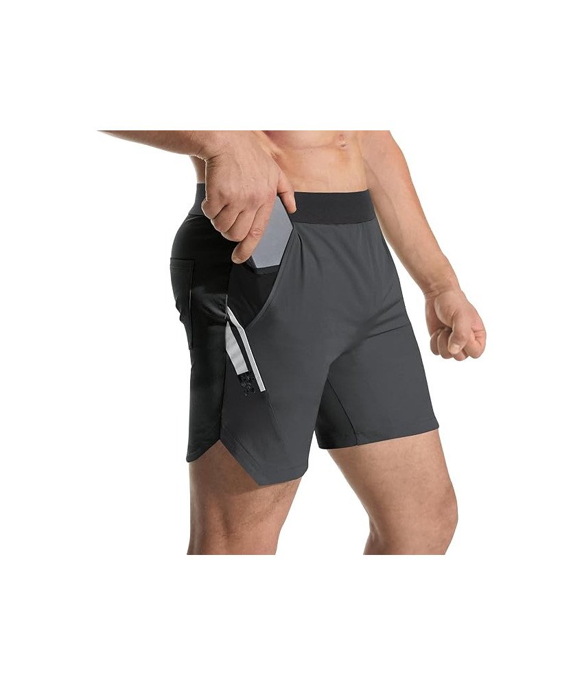 Spodenki Sportowe Męskie Fitness Z Dwiema Kieszeniami Ciemnoszare  XXL