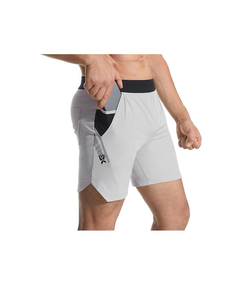 Spodenki Sportowe Męskie Lekkie Fitness Z Dwiema Kieszeniami Jasnoszare XL