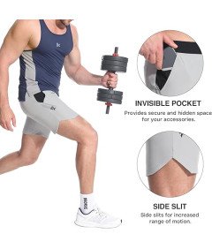 Spodenki Sportowe Męskie Lekkie Fitness Z Dwiema Kieszeniami Jasnoszare XL