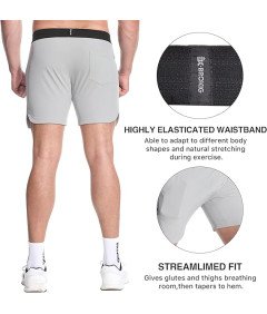 Spodenki Sportowe Męskie Lekkie Fitness Z Dwiema Kieszeniami Jasnoszare XL