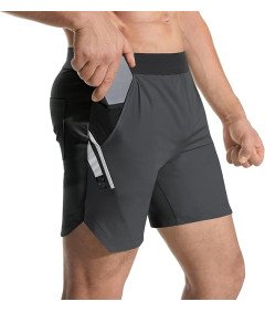 Spodenki Sportowe Męskie Lekkie z Dwiema Kieszeniami Ciemnoszare XL