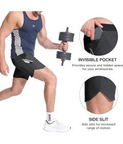 Spodenki Sportowe Męskie Lekkie Fitness Z Dwiema Kieszeniami Ciemnoszare M